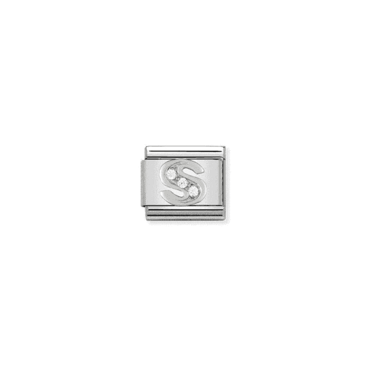 S Letter Charm - Silver-CZ