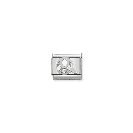 Q Letter Charm - Silver-CZ