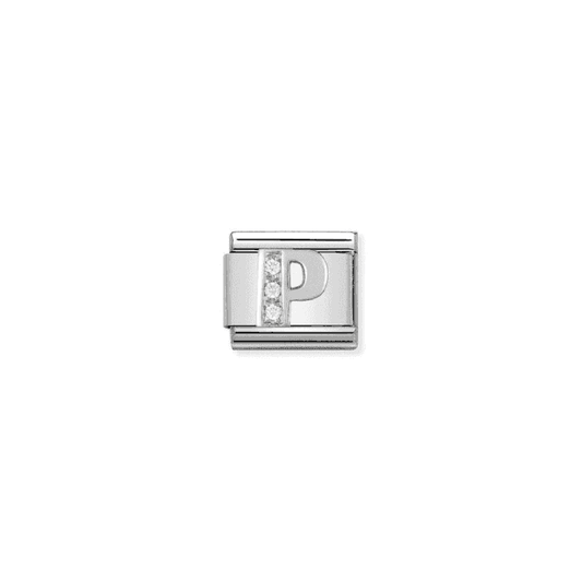 P Letter Charm - Silver-CZ