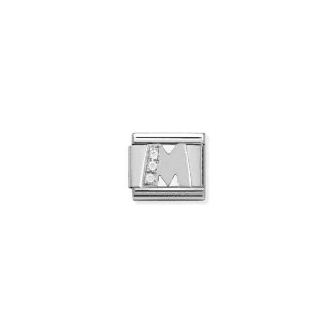 M Letter Charm - Silver-CZ