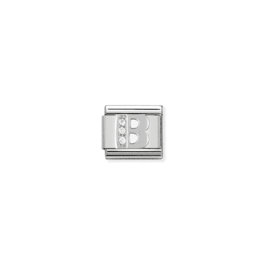 B Letter Charm - Silver-CZ