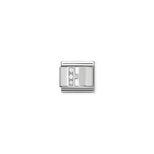 H Letter Charm - Silver-CZ