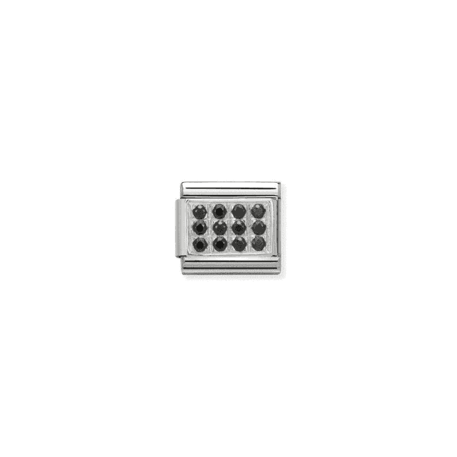 Black Pave Charm - Silver-CZ