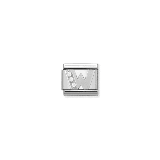 W Letter Charm - Silver-CZ