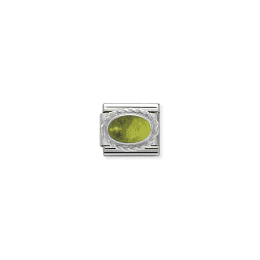 Peridot Oval Charm - Silver