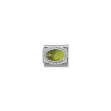 Peridot Oval Charm - Silver
