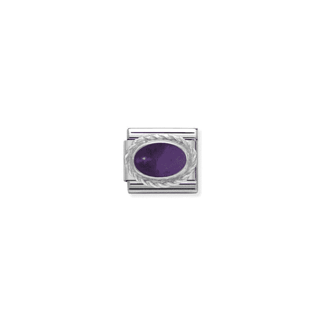 Amethyst Oval Charm - Silver