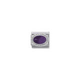 Amethyst Oval Charm - Silver