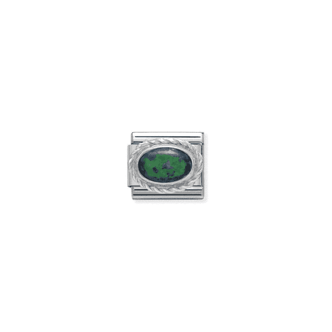 Green Opal Oval Charm - Silver