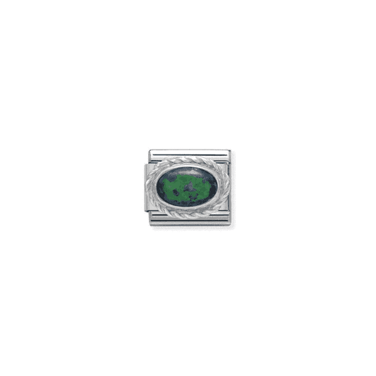 Green Opal Oval Charm - Silver