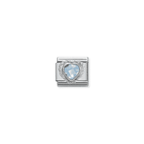 Light Blue CZ Heart Charm - Silver-CZ