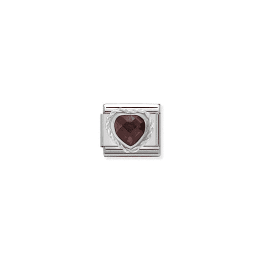 Red CZ Heart Charm - Silver