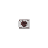 Red CZ Heart Charm - Silver