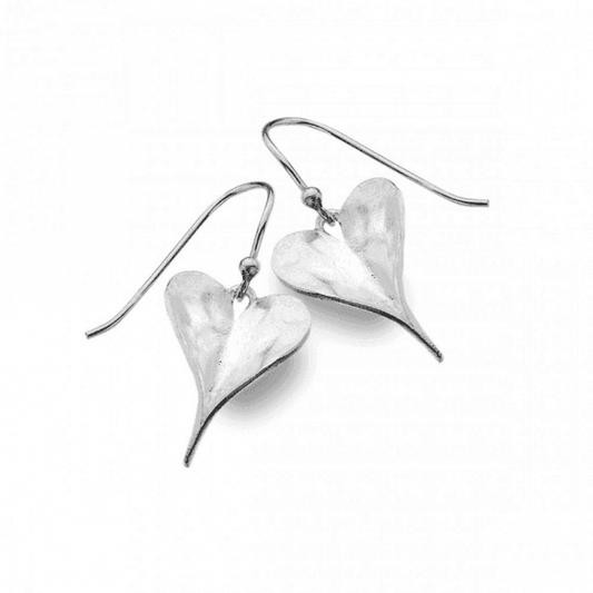 Brushed Heart Drop Earrings