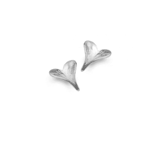 Brushed Heart Stud Earrings