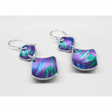 Brushed Violet Double Domed Diamond Drop Earrings
