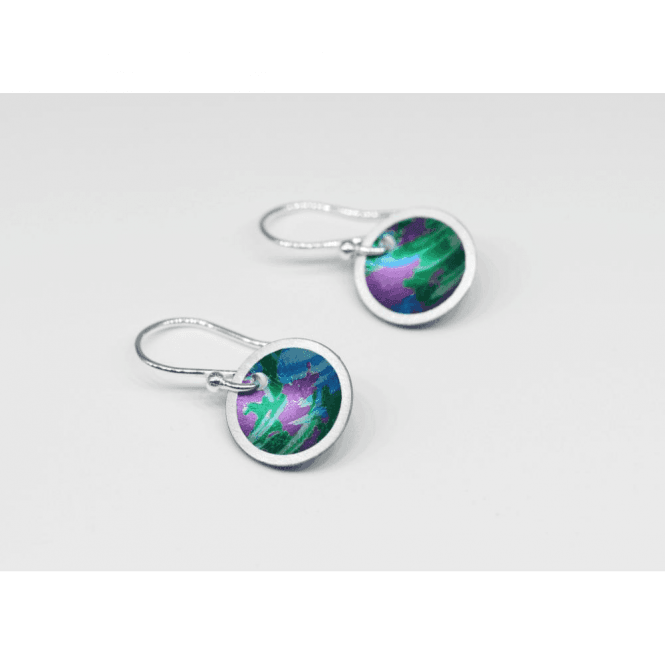 Brushed Violet Concave Dome Drop Earrings