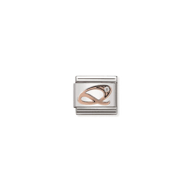 Q Charm - 9K Rose Gold and CZ
