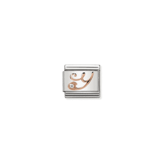 Y Charm - 9K Rose Gold and CZ