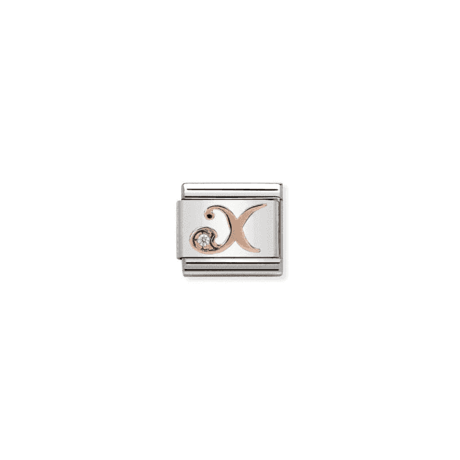 X Charm - 9K Rose Gold and CZ