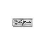 Life Key Double Charm - Silver and CZ