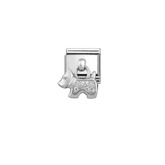 Scottie Dog Silver & CZ Drop Charm