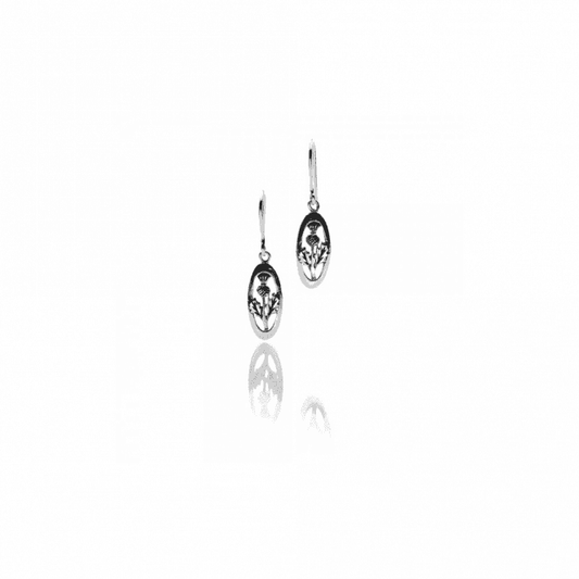 Oval Scottish Thistle Drop Earrings