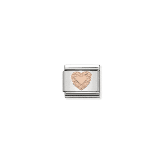 Geometric Diamond Heart Charm - 9K Rose Gold