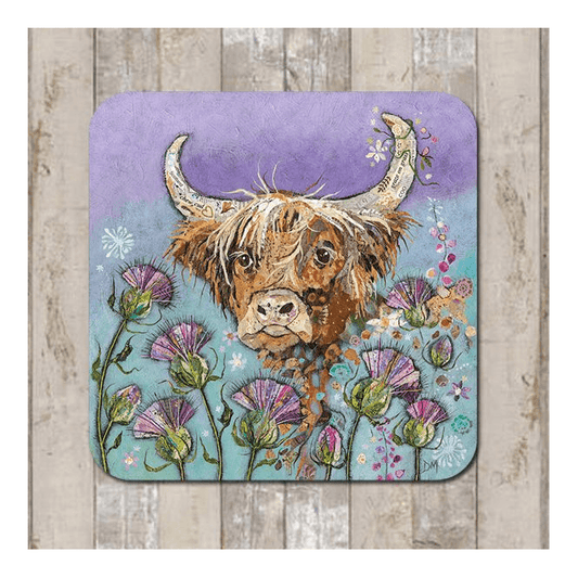 Thistle Coo Highland Cow Coaster