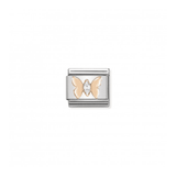White CZ Butterfly Charm - 9K Rose Gold & CZ