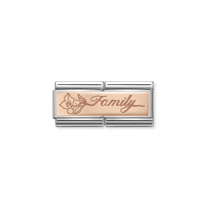 Family Flower 9K Rose Gold Double Charm