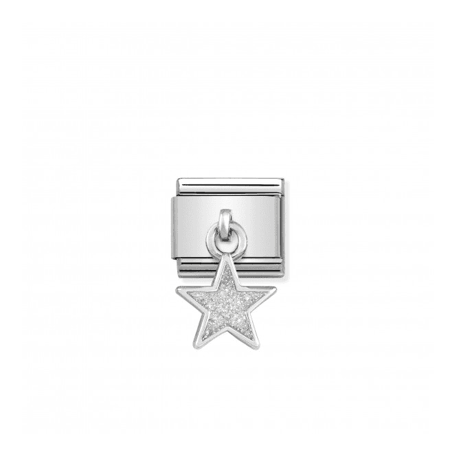 Glitter Star Silver & CZ Drop Charm