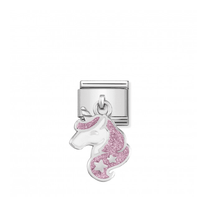 Unicorn Silver & Enamel Drop Charm