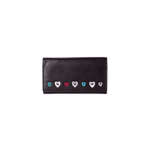 Lucy Heart Flap Over Purse in Black