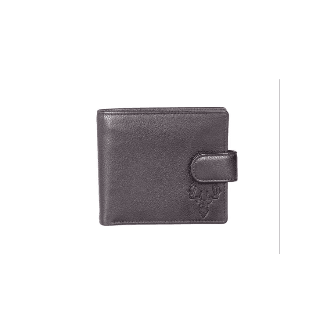 Braemar Stag & Tartan Tab Wallet in Black