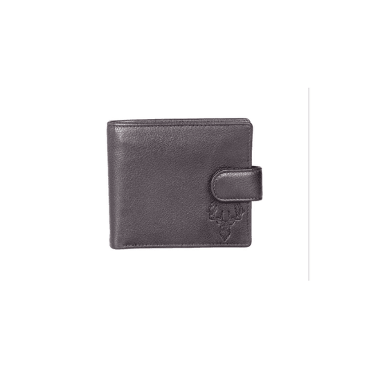 Braemar Stag & Tartan Tab Wallet in Black