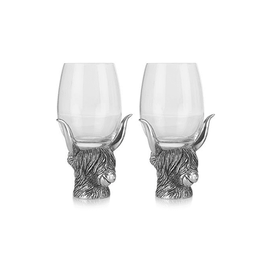 Set of Two Highland Cow Wine Glasses