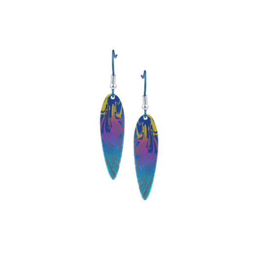 Curved Rainbow And Blue Earrings