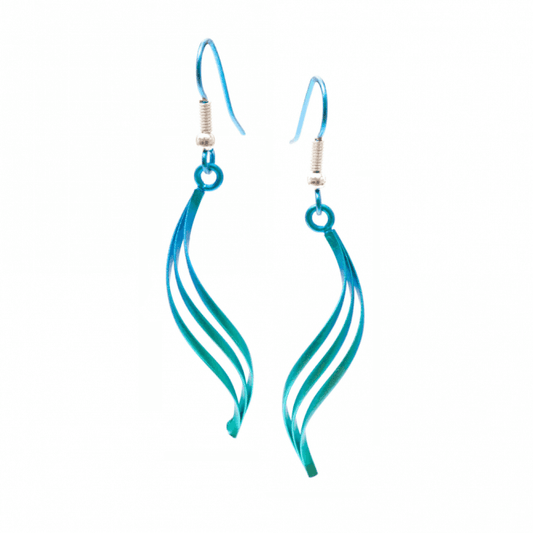 Long Green & Blue Twist Earrings