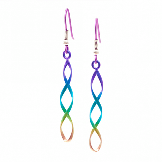 Rainbow Thin Swirl Drop Earrings
