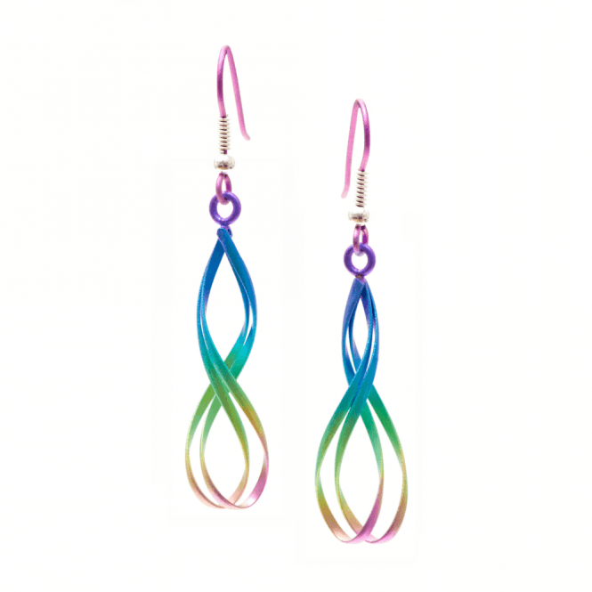 Rainbow Narrow Swirl Drop Earrings