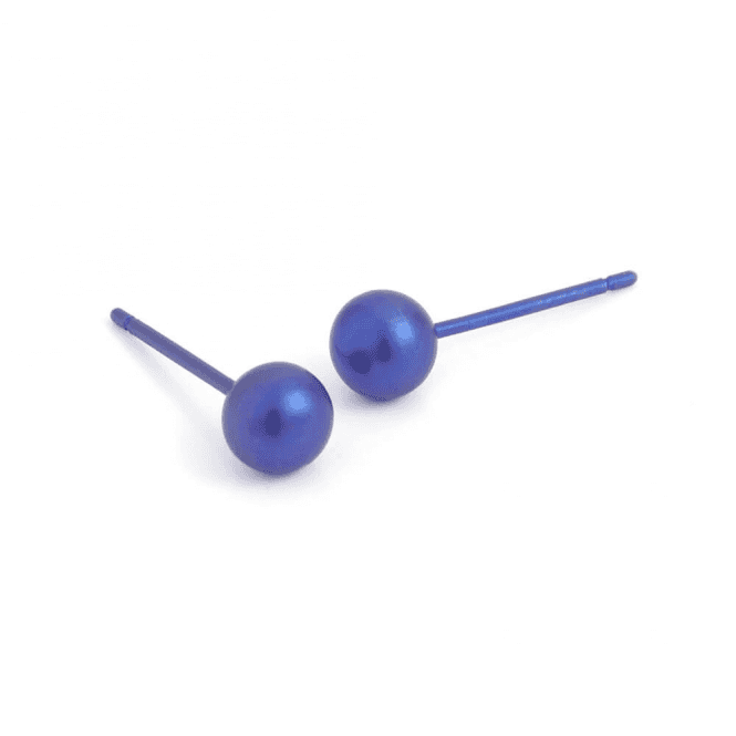 Round Bead Studs in Dark Blue
