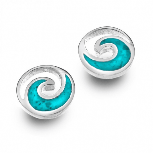 Turquoise Ocean Wave Stud Earrings