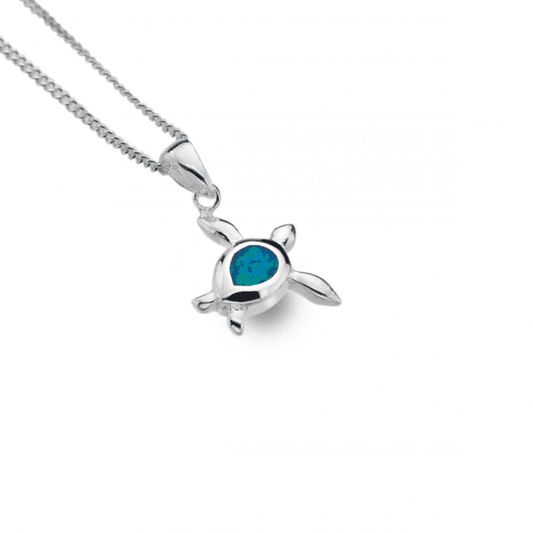 Blue Synthetic Opal Turtle Pendant