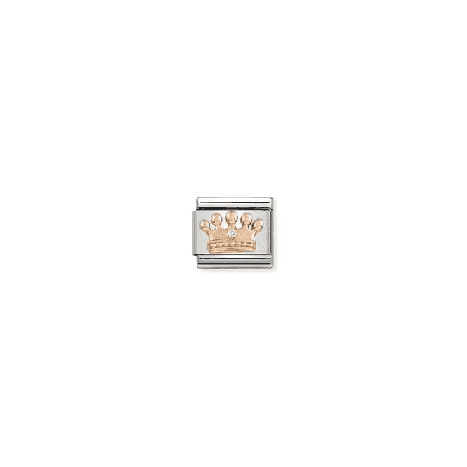 Crown Charm - 9k Rose Gold and CZ