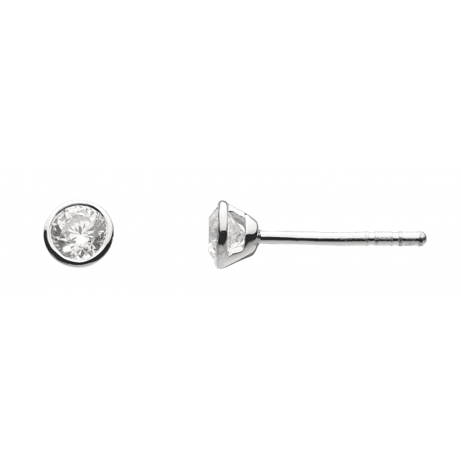 Sterling Silver & CZ Small Round Stud Earrings