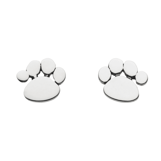 Sterling Silver Paw Print Stud Earrings