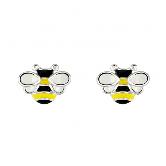 Sterling Silver & Enamel Bee Stud Earrings