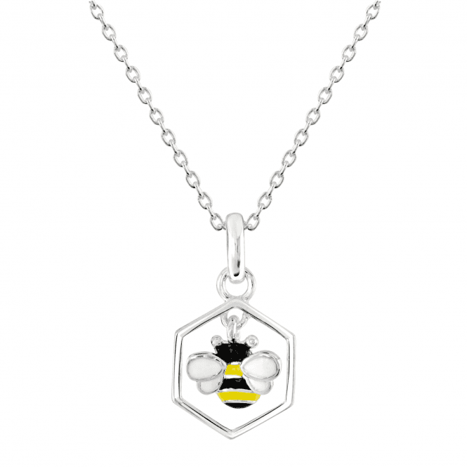 Sterling Silver & Enamel Bee with Honeycombe Pendant