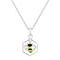 Sterling Silver & Enamel Bee with Honeycombe Pendant